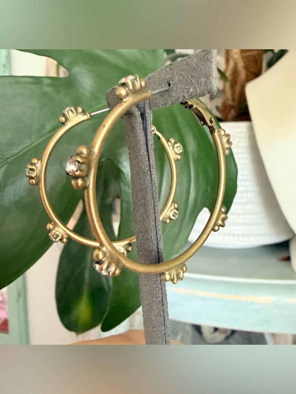 Sorrelli Crystal Brass Tone Hoop Earrings - Picture 2 of 9